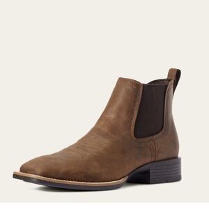 NWOB Ariat Booker Ultra Chelsea Square Toes Leather Western Boots